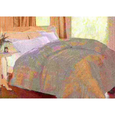 400 TC Windowpane White Goose Down Comforter, Beige, King